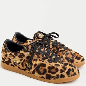 Gola for J. Crew Bullet sneakers in Leopard calf hair w/gum sole, Size 7 EUC